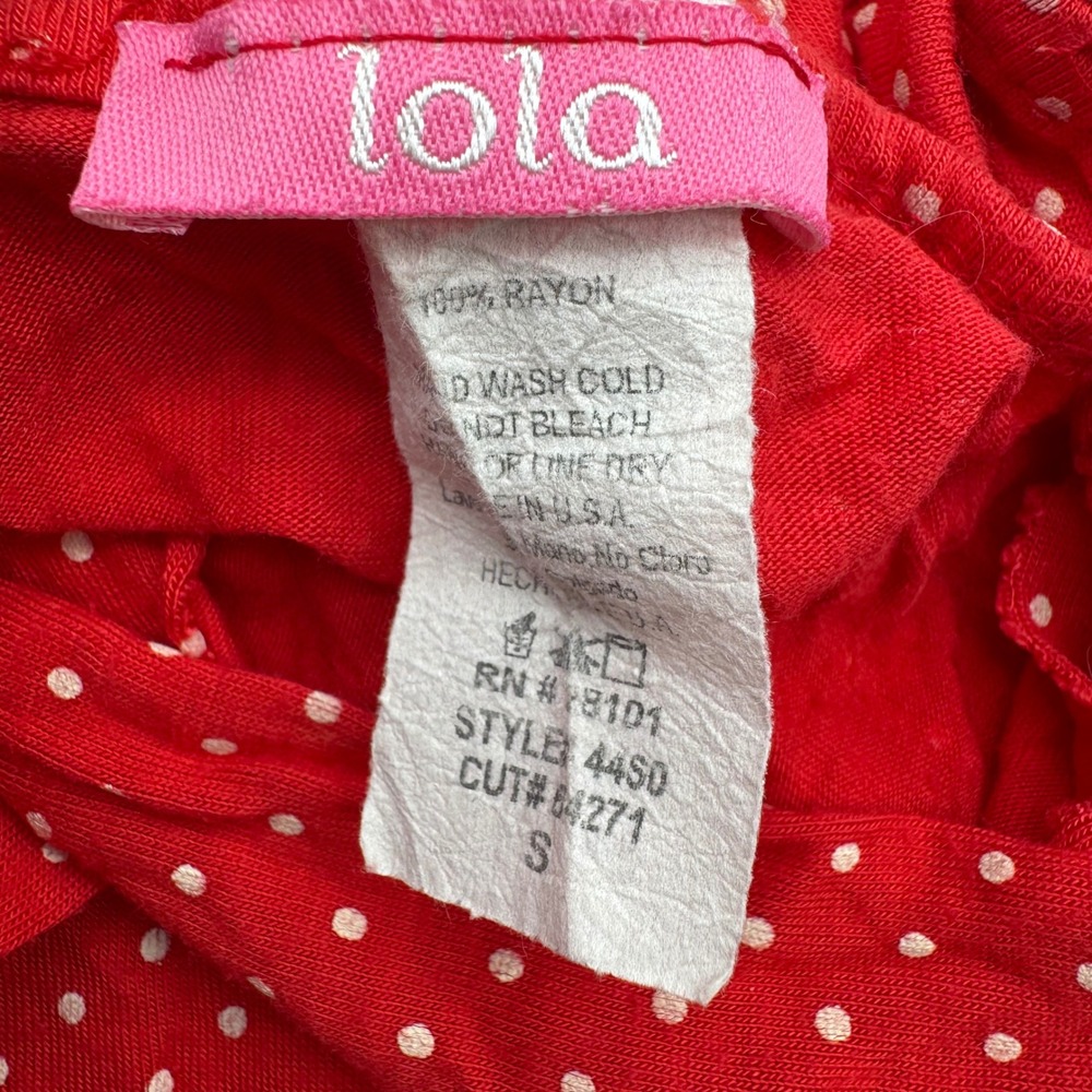 Vintage Lola Red Polka Dot Babydoll Camisole Top V-Neck Empire Waist Rayon Small - Picture 3 of 6
